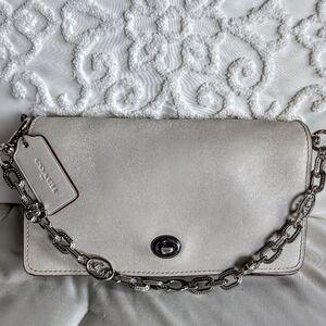 COACH Dinky Genuine Bag In Chalk Crossbody/Clutch With Extra Chain Strap
